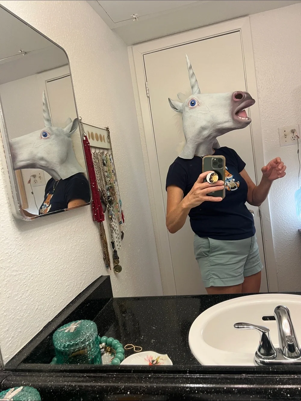 Adult Unicorn Costume Mask - Cream Unicorn Head